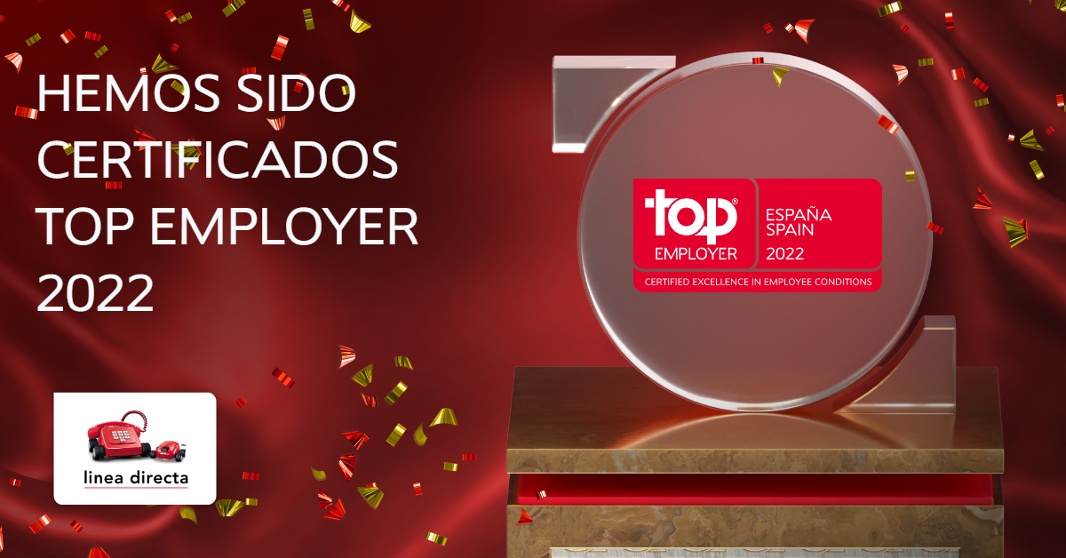 Línea Directa Aseguradora receives the 2022 Top Employer certification in Spain