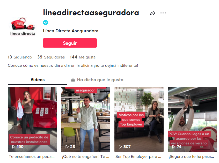 Línea Directa Aseguradora lanza su propio canal en la plataforma líder de vídeos móviles en formato corto para dar a conocer a la comunidad de TikTok, con lenguaje fresco, cercano y creativo, propio de esta red, el día a día de la compañía, sus señas de identidad y todo su atractivo como marca empleadora.